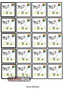 u harfi pano ve defter kes yapıştır