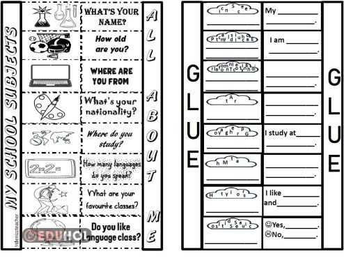 5.1.Subjects and all about me craft