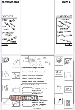 5.T2. Classroom Objects Foldable worksheet