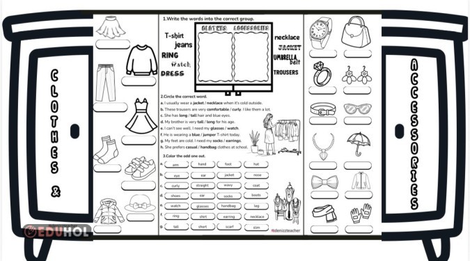 5.T3. Clothes and Accessories foldable worksheet