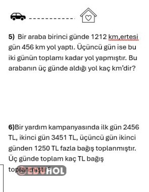 Toplama İşlemi Problemleri