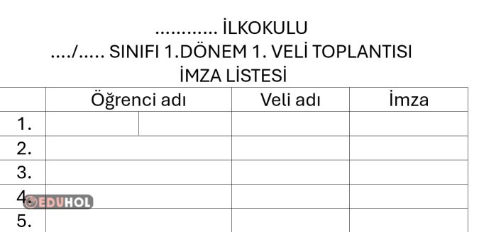 Veli İmza Listesi Word