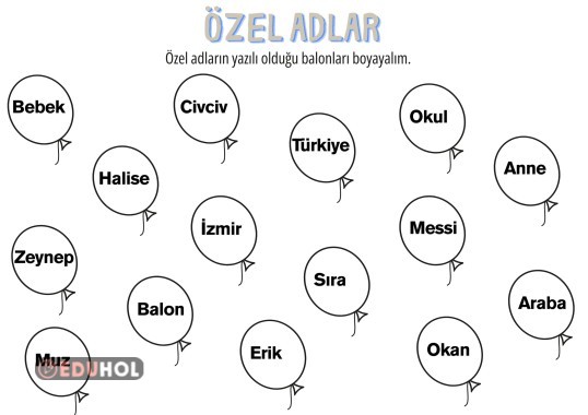 ÖZEL ADLAR ETKİNLİK ( 1-2-3 VE 4. SINIF )