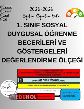 1. SINIF SOSYAL DUYGUSAL ÖĞRENME BECERİLERİ VE GÖSTERGELERİ DEĞERLENDİRME ÖLÇEĞİ