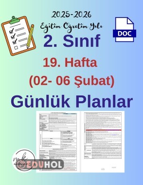 2. Sınıf 19. Hafta (02- 06 Şubat) Günlük Ders Planları