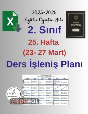 2. Sınıf 25. Hafta (23- 27 Mart) Haftalık Ders İşleniş Planı