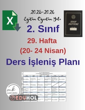 2. Sınıf 29. Hafta (20- 24 Nisan) Haftalık Ders İşleniş Planı