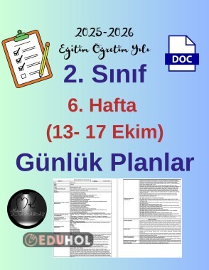2. Sınıf 6. Hafta (13- 17 Ekim) Günlük Ders Planları