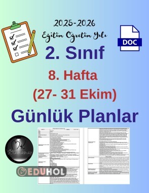 2. Sınıf 8. Hafta (27- 31 Ekim) Günlük Ders Planları