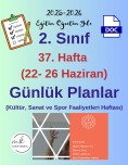 2. Sınıf 37. Hafta (22- 26 Haziran 2026) Günlük Ders Planları