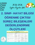 2. Sınıf Hayat Bilgisi Öğrenme Çıktıları / Süreç Bileşenleri Değerlendirme Ölçütleri