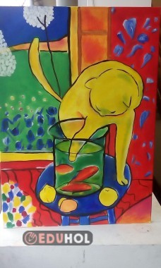 HENRİ MATİSSE KEDİ VE BALIK ESERİ BOYAMA SAYFASI