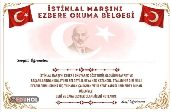 İstiklal Marşını Ezbere Okuma