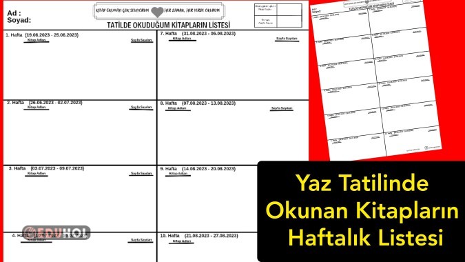 Yaz Tatilinde Okunan Kitapların Takip Listesi