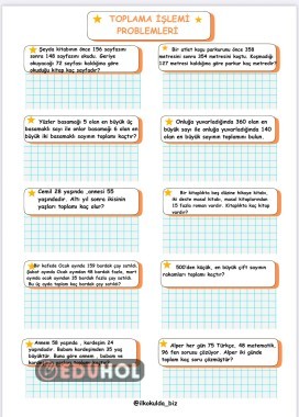 Toplama İşlemi Problemleri