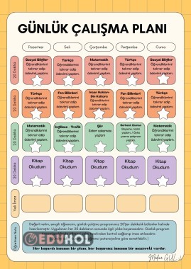 4. Sınıf günlük çalışma planı