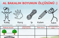 Standart olmayan ölçme araçlarını tanımlar ve bunları kullanarak ölçme yapar.