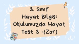 3. Sınıf-Hayat Bilgisi-Okulumuzda Hayat-Test 3-Zor