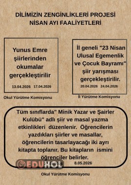 DZ PROJESİ NİSAN FAALİYET PLANI