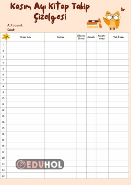 KİTAP TAKİP ÇİZELGESİ