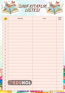 sınıf kitaplık listesi