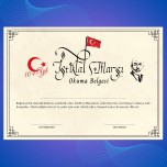 104.Yılına Özel Tasarlanmış harika bir İstiklal Marşı Okuma Belgesi