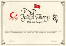 İstiklal Marşımızı okuma Belgesi