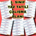 1. Sınıf Yaz Tatil Planı 2023 (5 Hafta)