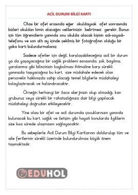 ACİL DURUM BİLGİ KARTI TANITIMI