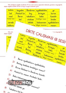 B SESİ DİKTE ÇALIŞMASI