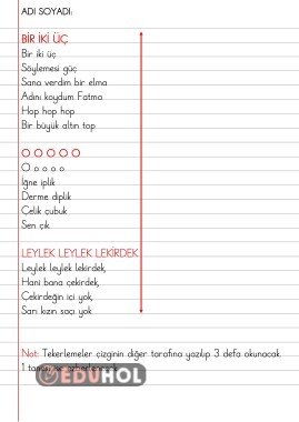 ÇİZGİLİ DEFTERE ALIŞTIRMA ETKİNLİĞİ 6