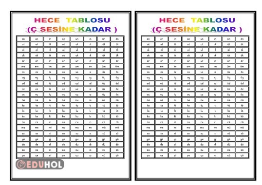 HECE TABLOSU-Ç SESİNE KADAR(Defter Çalışması)