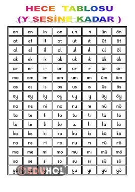 HECE TABLOSU(Y SESİNE KADAR)
