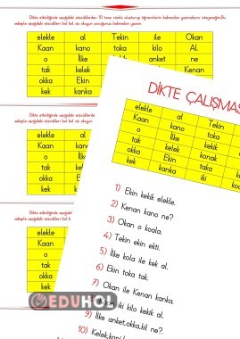 K SESİ DİKTE ÇALIŞMASI
