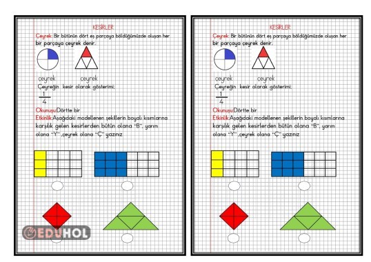 KESİRLER-2-(ÇEYREK DEFTER ÇALIŞMASI)