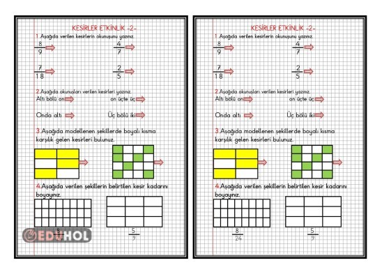 KESİRLER-2-( DEFTER ÇALIŞMASI)