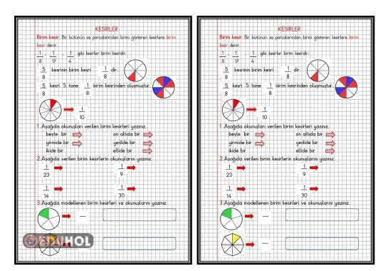 KESİRLER-3-(Birim Kesir Defter Çalışması)