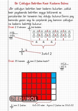KESİRLER-5-(Bir Çokluğun Belirtilen Kesir Kadarını Bulma)