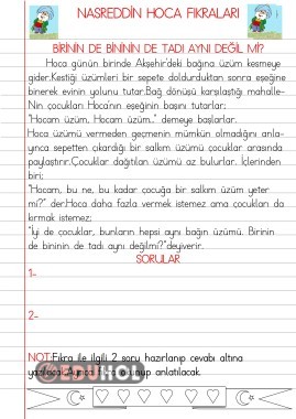 NASREDDİN HOCA FIKRALARI(BİRİNİN DE BİNİNİN DE TADI AYNI DEĞİL Mİ)