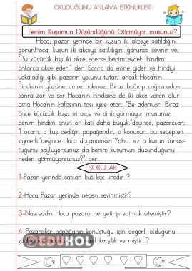 OKUDUĞUNU ANLAMA ÇALIŞMALARI 2