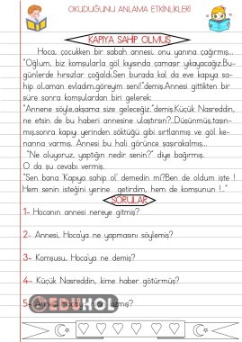 OKUDUĞUNU ANLAMA ETKİNLİKLERİ-10-