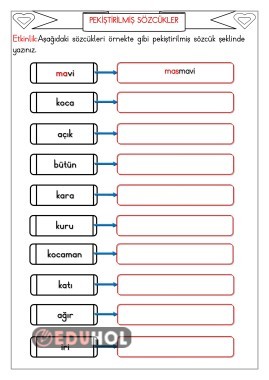 PEKİŞTİRİLMİŞ SÖZCÜKLER ETKİNLİĞİ-2-