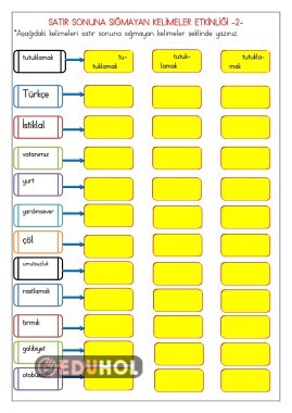 SATIR SONUNA SIĞMAYAN KELİMELER -2-