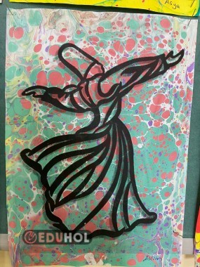 mevlana haftası (ebru çalışması)