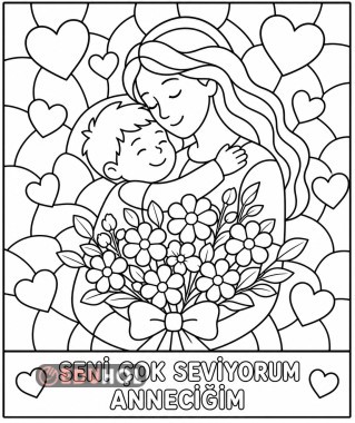 Anneler Günü Vitray Boyama Çalışması-Erkek Çocuk