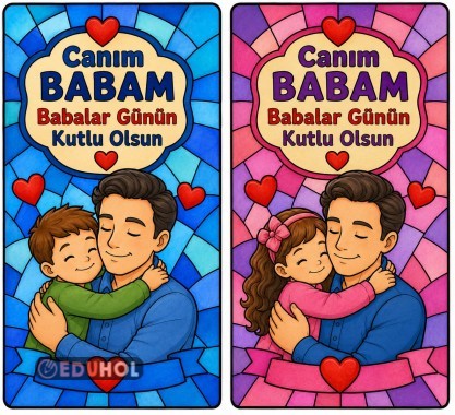 Babalar Günü Vitray Boyama Çalışması