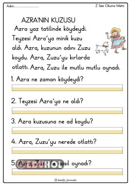 あいさつ 1.Sınıf Z Sesi Azra'Nın K · Eduhol - Etkinlik İndir Oyun Oyna
