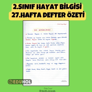 2.SINIF HAYAT BİLGİSİ DİNİ BAYRAMLARIMIZ DEFTER NOTU