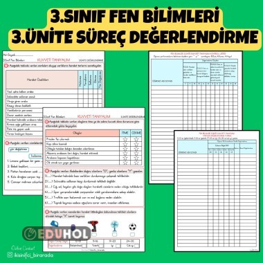 3.SINIF FEN BİLİMLERİ 3.ÜNİTE KUVVETİ TANIYALIM SÜREÇ DEĞERLENDİRME