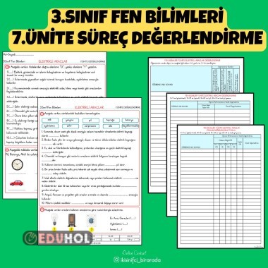 3.SINIF FEN BİLİMLERİ 7.ÜNİTE ELEKTRİKLİ ARAÇLAR SÜREÇ DEĞERLENDİRME